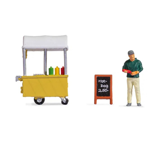 NOCH 16505. Mini scenka. Uliczny sprzedawca hot-dogów, skala H0